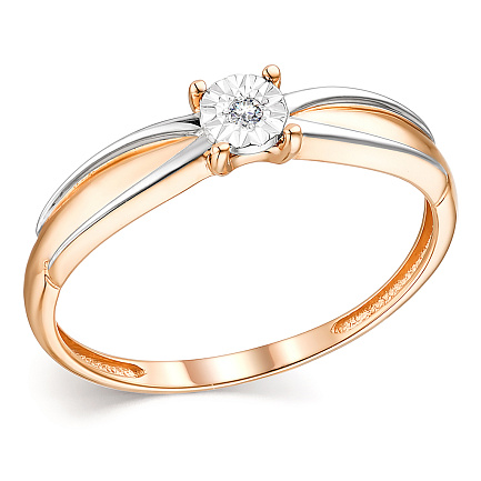 Кольцо из красного золота с бриллиантом