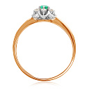 Кольцо из красного золота с бриллиантами, изумрудом