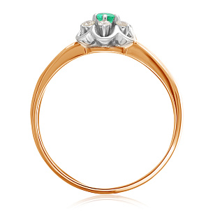 Кольцо из красного золота с изумрудом