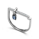 Кольцо из белого золота с бриллиантами, сапфиром