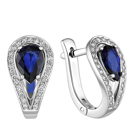 Серьги с английским замком из белого золота с бриллиантами