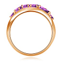 Кольцо из красного золота с аметистом, фианитом