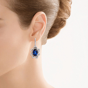 Серьги с английским замком из белого золота с бриллиантами