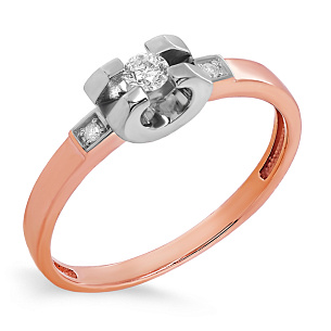 Кольцо из красного золота с бриллиантами