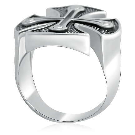 Кольцо мужское из серебра с эмалью