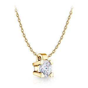 Колье из желтого золота с бриллиантом, плетение якорное