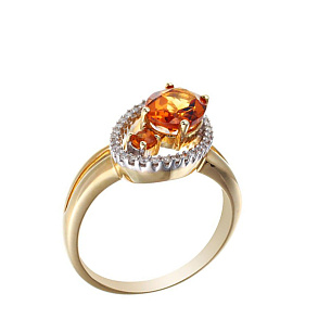 Кольцо из желтого золота с цитрином