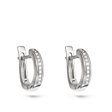 Серьги с английским замком из серебра с фианитами