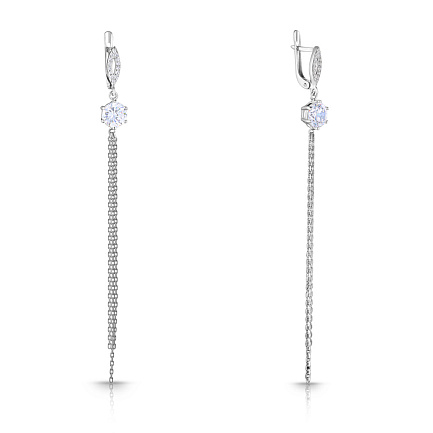Серьги из серебра с фианитом