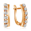 Серьги с английским замком из красного золота с фианитом