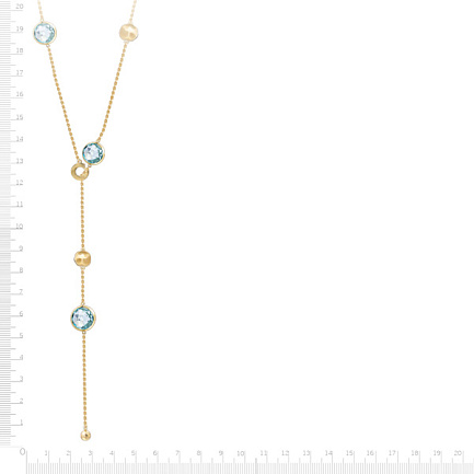 Колье из желтого золота с топазами, плетение якорное