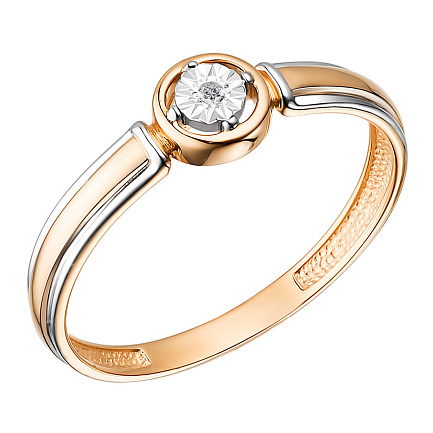 Кольцо из красного золота с бриллиантом