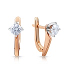 Серьги с английским замком из красного золота с фианитом