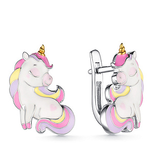 Серьги детские из серебра с эмалью