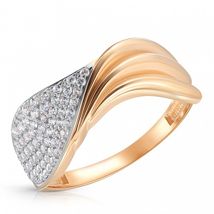 Кольцо из красного золота с фианитом