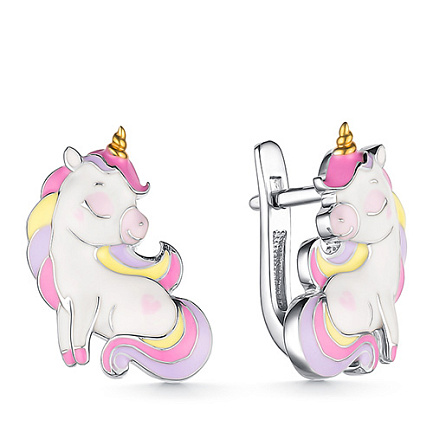 Серьги детские из серебра с эмалью