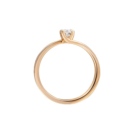 Кольцо помолвочное из красного золота с бриллиантом