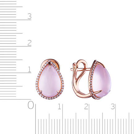 Серьги с английским замком из красного золота с бриллиантами