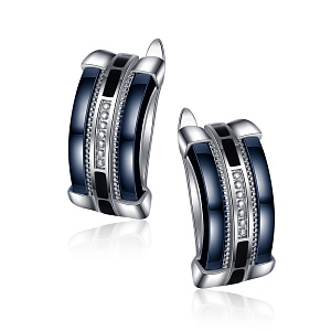 Серьги с английским замком из серебра с керамикой