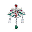 Брошь из серебра с кварцем, корундами