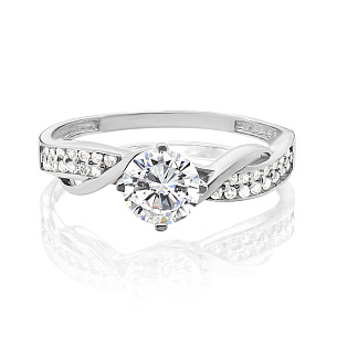 Кольцо из серебра с фианитами