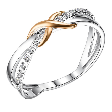 Кольцо из комбинированного золота с бриллиантами