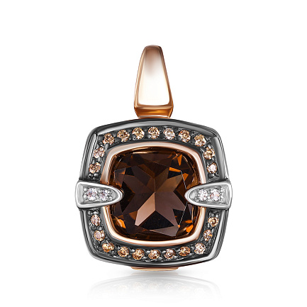 Подвеска из красного золота с раухтопазом, фианитом