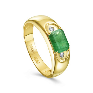 Кольцо из желтого золота с изумрудом