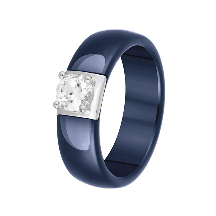 Кольцо из серебра с керамикой, фианитом