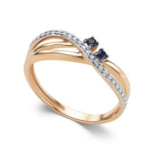 Кольцо из красного золота с бриллиантом