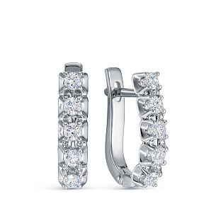 Серьги из белого золота с бриллиантом