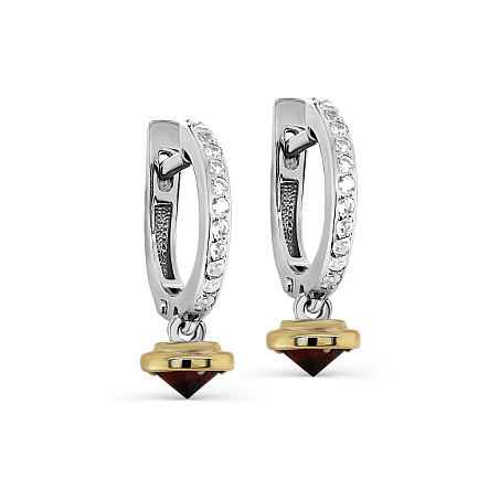 Серьги с английским замком из серебра с фианитами