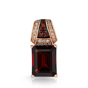 Подвеска из красного золота с бриллиантами, гранатами