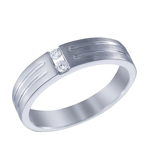 Кольцо обручальное из белого золота с бриллиантами