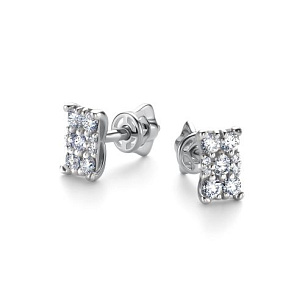 Серьги Пусеты из белого золота с бриллиантами