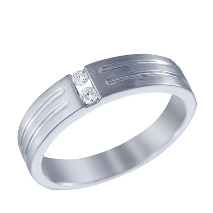 Кольцо обручальное из белого золота с бриллиантами