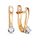 Серьги с английским замком из красного золота с фианитами