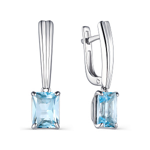 Серьги с английским замком из серебра с топазами