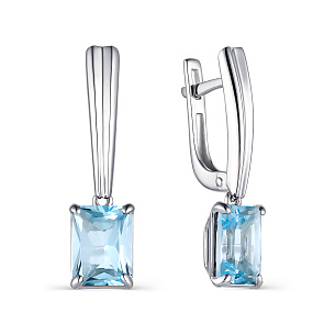 Серьги с английским замком из серебра с топазами