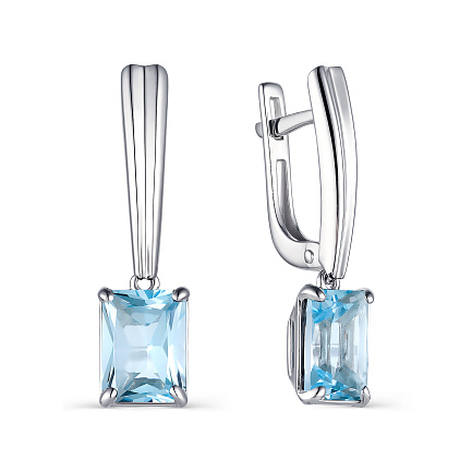 Серьги с английским замком из серебра с топазами