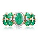 Кольцо из желтого золота с бриллиантами, изумрудами