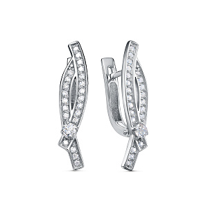 Серьги с английским замком из серебра с фианитами