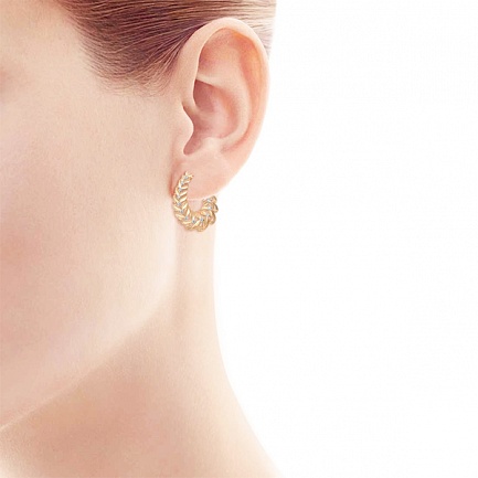 Серьги с английским замком из красного золота с фианитом