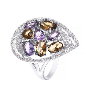 Кольцо из серебра с фианитом