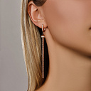 Серьги с английским замком из красного золота с фианитом, плетение якорное