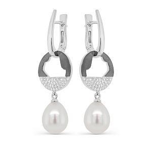 Серьги с английским замком из белого золота с бриллиантами