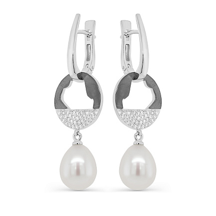 Серьги с английским замком из белого золота с бриллиантами