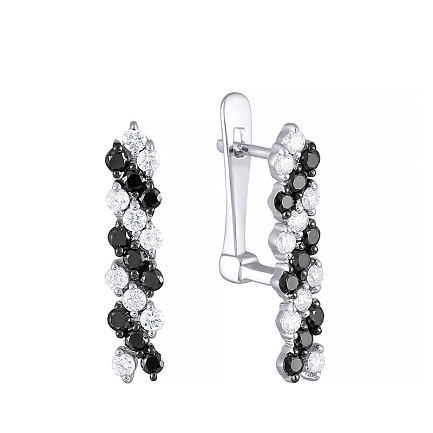 Серьги с английским замком из белого золота с бриллиантами