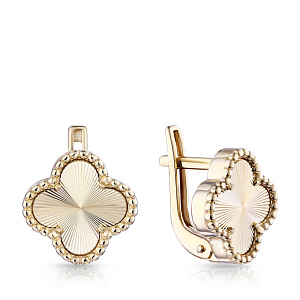 Серьги с английским замком из желтого золота