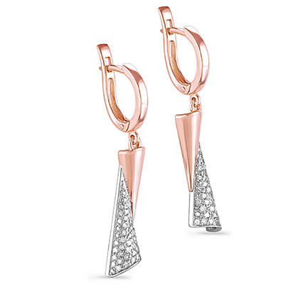 Серьги с английским замком из золота с бриллиантами